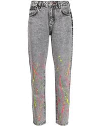 Philipp Plein - Paint-Splatter Straight-Leg Jeans - Lyst