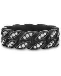 David Yurman - Titanium Curb-Chain Diamond Ring - Lyst