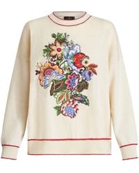 Etro - Floral-embroidered Cashmere Blend Jumper - Lyst