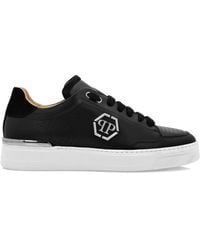 Philipp Plein - Logo-Print Leather Sneakers - Lyst