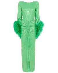 Miron - Crystal-Embellished Feather-Trim Maxi Dress - Lyst