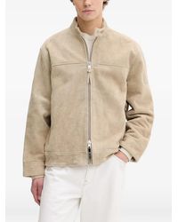 AllSaints - Felix Suede Band-Collar Jacket - Lyst