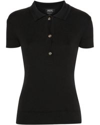 A.P.C. - Ribbed-knit Polo Top - Lyst