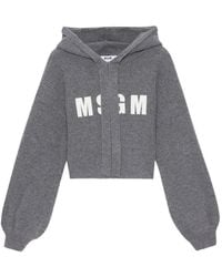 MSGM - Logo-Lettering Hoodie - Lyst