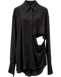 Andrea Ya'aqov - Chemise Drappée À Découpes Au Col - Lyst