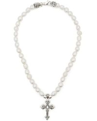 Emanuele Bicocchi - Cross-Pendant Pearl Necklace - Lyst