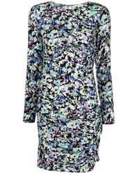 Patrizia Pepe - Gerafftes Kleid Mit Blumen-Print - Lyst