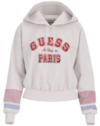 Guess - Hooded Check-Cuff Sweatshirt - Lyst