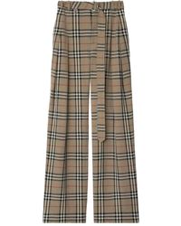 Burberry - Geruite Broek Met Ceintuur - Lyst