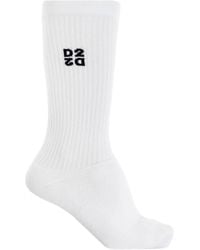 DSquared² - Logo-Embroidered Ribbed Socks - Lyst