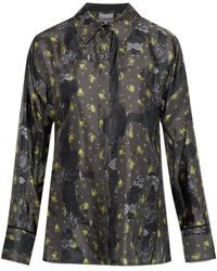 Ganni - Floral-Print Silk Shirt - Lyst