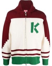 KENZO - Cardigan En Laine À Fleurs En Intarsia - Lyst