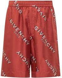 Givenchy - Logo-Print Silk Shorts - Lyst