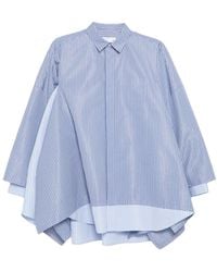 Sacai - Striped Pocket Poplin Shirt - Lyst