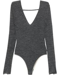 Alysi - V-Neck Long-Sleeve Bodysuit - Lyst