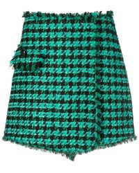 MSGM - Tweed Houndstooth-pattern Shorts - Lyst