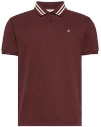Calvin Klein - Striped-Collar Polo Shirt - Lyst