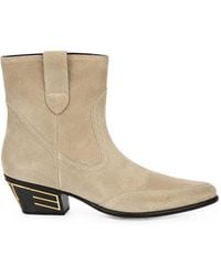 Etro - Logo-Plaque Panelled Suede Boots - Lyst