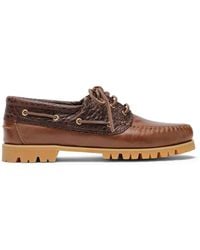 VINNY'S - Aztec Grained-Leather Boat Shoes - Lyst