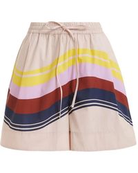 Essentiel Antwerp - Stripe-Print Drawstring Mini Shorts - Lyst