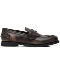 Miu Miu - Vintage-Effect Leather Penny Loafers - Lyst