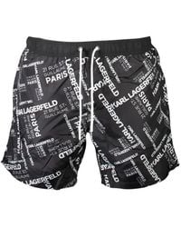 KARL LAGERFELD - Logo-Print Drawstring Swim Shorts - Lyst