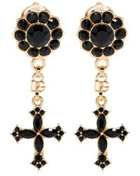 Dolce & Gabbana - ゴールド＆ブラック クロス ドロップイヤリング - Lyst