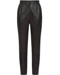 Dolce & Gabbana - Dar-Detail Plongé Leather Trousers - Lyst