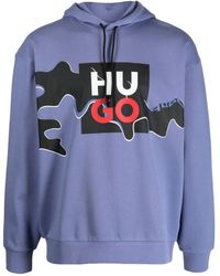 HUGO - Logo-print Cotton Hoodie - Lyst