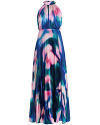 Monique Lhuillier - Abito Lungo Plissettato - Lyst