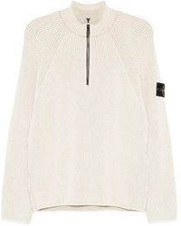 Stone Island - Geribbelde Trui Met Ritshals - Lyst