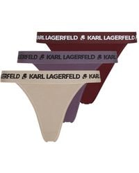 Karl Lagerfeld - Drie Strings Van Stretch-Katoen - Lyst