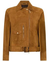 Moorer - Chaqueta De Ante Con Cinturón - Lyst