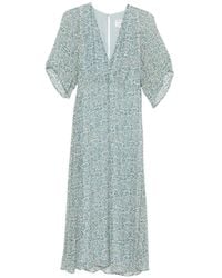 MAISON 123 - Balma Floral-Print Flutter-Sleeve Midi Dress - Lyst