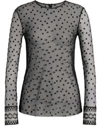 Alberta Ferretti - Polka-Dot Tulle Long-Sleeve Blouse - Lyst