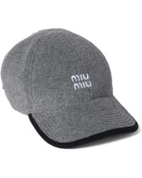 Miu Miu - Flor Grigio Polyester Cap - Lyst