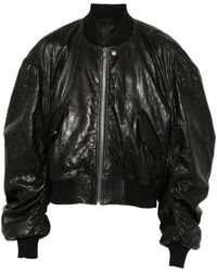 Rick Owens - Crinkled-Leather Bomber Jacket - Lyst