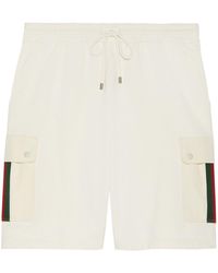 Gucci - Web-stripe Detail Cotton Shorts - Lyst