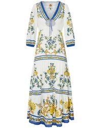 FARM Rio - Emily Floral-Print Cut-Out Midi Dress - Lyst