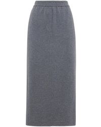 Brunello Cucinelli - Midi-Rok Met Elastische Tailleband - Lyst
