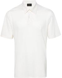 Brioni - Neutral Logo-embroidered Wool Polo Shirt - Lyst