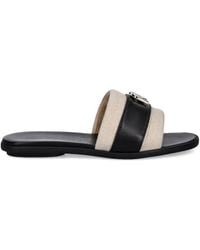 Furla - Logo-Plaque Leather Slides - Lyst