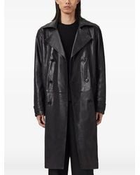 AllSaints - Kellett Leather Trench Coat - Lyst
