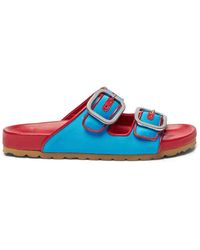 SCAROSSO - Isa Double-Buckle Leather Slides - Lyst