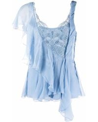 Alberta Ferretti - Ruched Lace Detail Top - Lyst