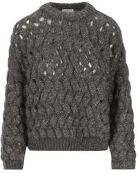 Brunello Cucinelli - Dazzling Zigzag Cables Sweater - Lyst