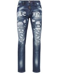 Philipp Plein - Straight-Leg-Jeans mit Logo-Print - Lyst