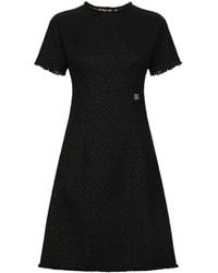 Dolce & Gabbana - Bouclé-Minikleid Mit Logo-Applikation - Lyst