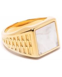 Missoma - Fused Mother Of Pearl Woven Signet Ring - Lyst