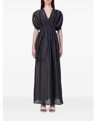 120% Lino - Elasticated-Waist Braided-Belt Maxi Dress - Lyst